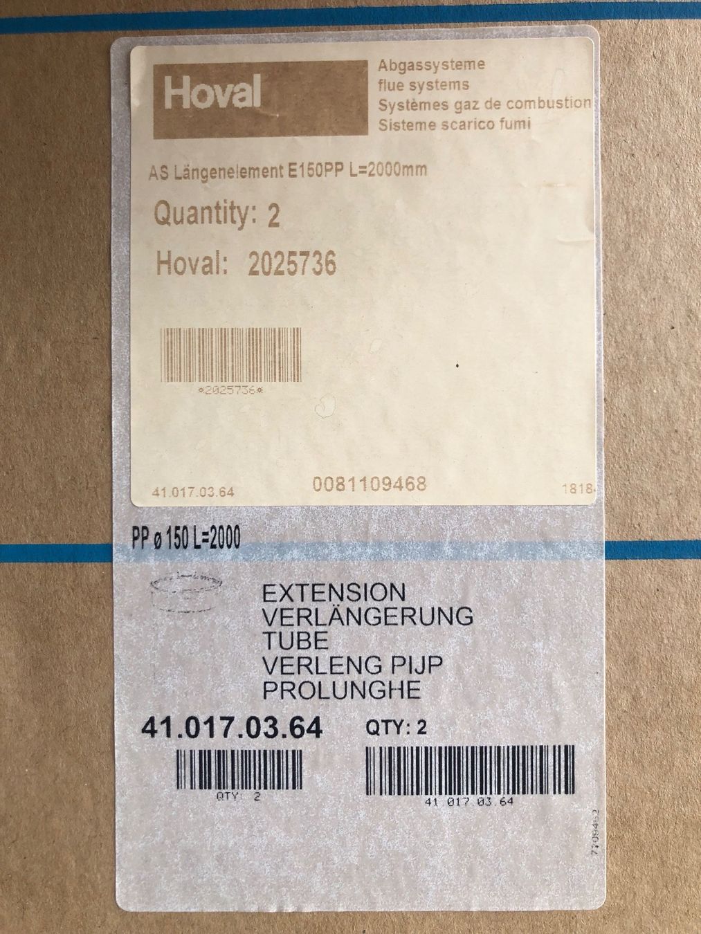 Cheminée: Abgasrohr Hoval E150PP L=2000mm Neu! – Neu und originalverpackt aus Widen von Paperboy2 3
