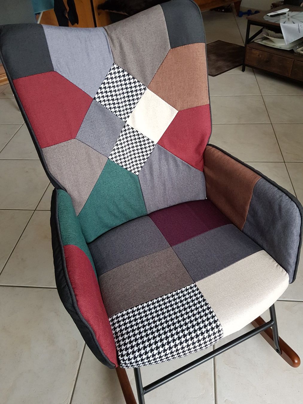 Vidaxl Sedie: Schaukelstuhl mit Patchwork Stoff, neuwertig! – Nuovo (secondo la descrizione) da Berneck venduto da heikodzint 2