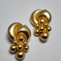 Vintage Ohrclips vergoldet Kugeln Trauben Design #C1