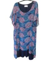 ca Gr 48 Kleid blau bunt 2 Lagen Marke TOSCANE