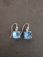Boucles d'oreilles argent 925 et topaze ciel