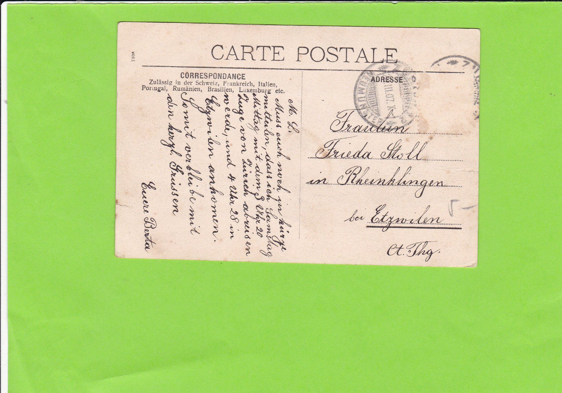 Cartoline postali: Zürich 1907--Landesmuseum – Usato da St. Peterzell venduto da neckertal 1
