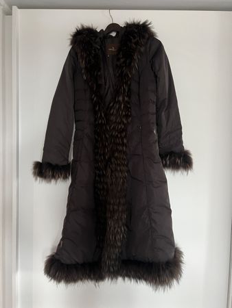 Moncler Ladies Coat Winter Brown Fur Size 2 - Excellent!