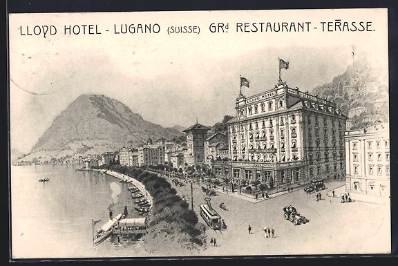 Cartoline postali: Litho Lugano, Lloyd Hotel, Grand Restaur – Usato da Berlin venduto da bartko-reher