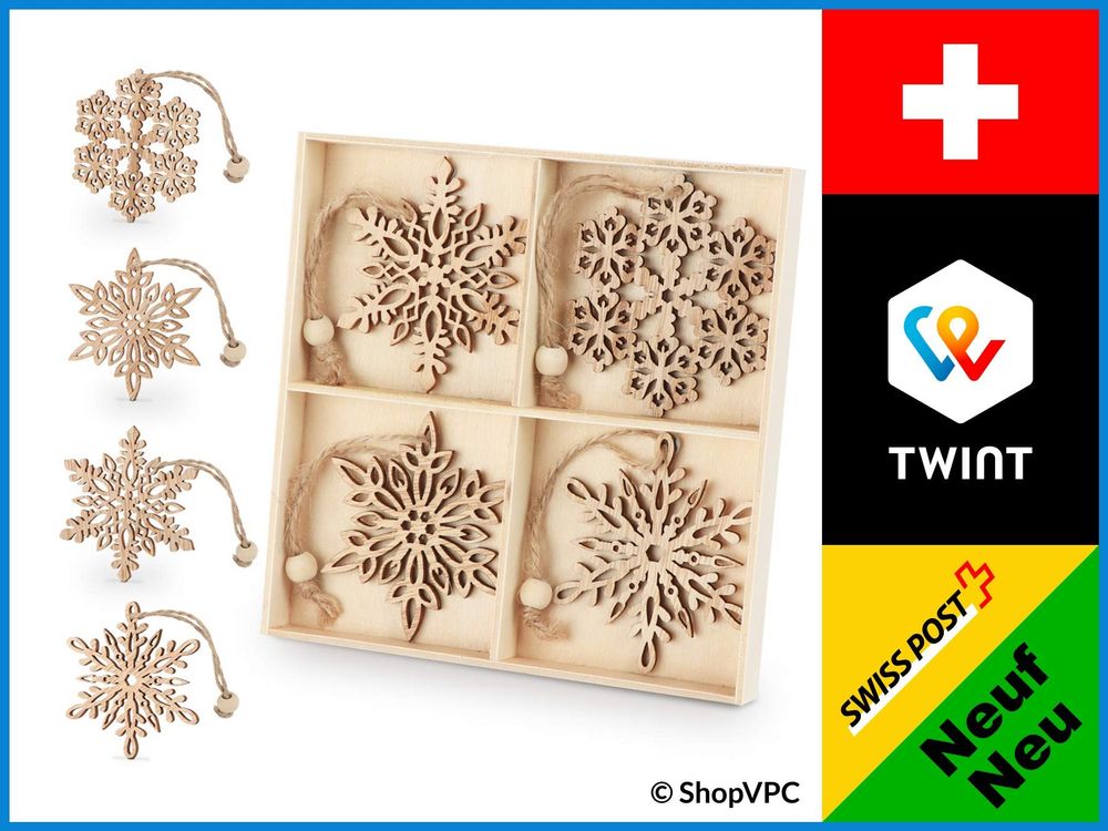 12 Große Schneeflocken Aus Holz Als Weihnachtsdekoration – Je Ca. 30,5 Cm, Mit Aufhängeseil, Für Innen/außen, Winterlicher Stil