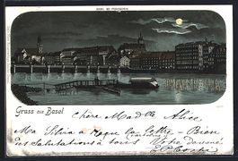Litho Basel, Panorama mit Rheinbrücke