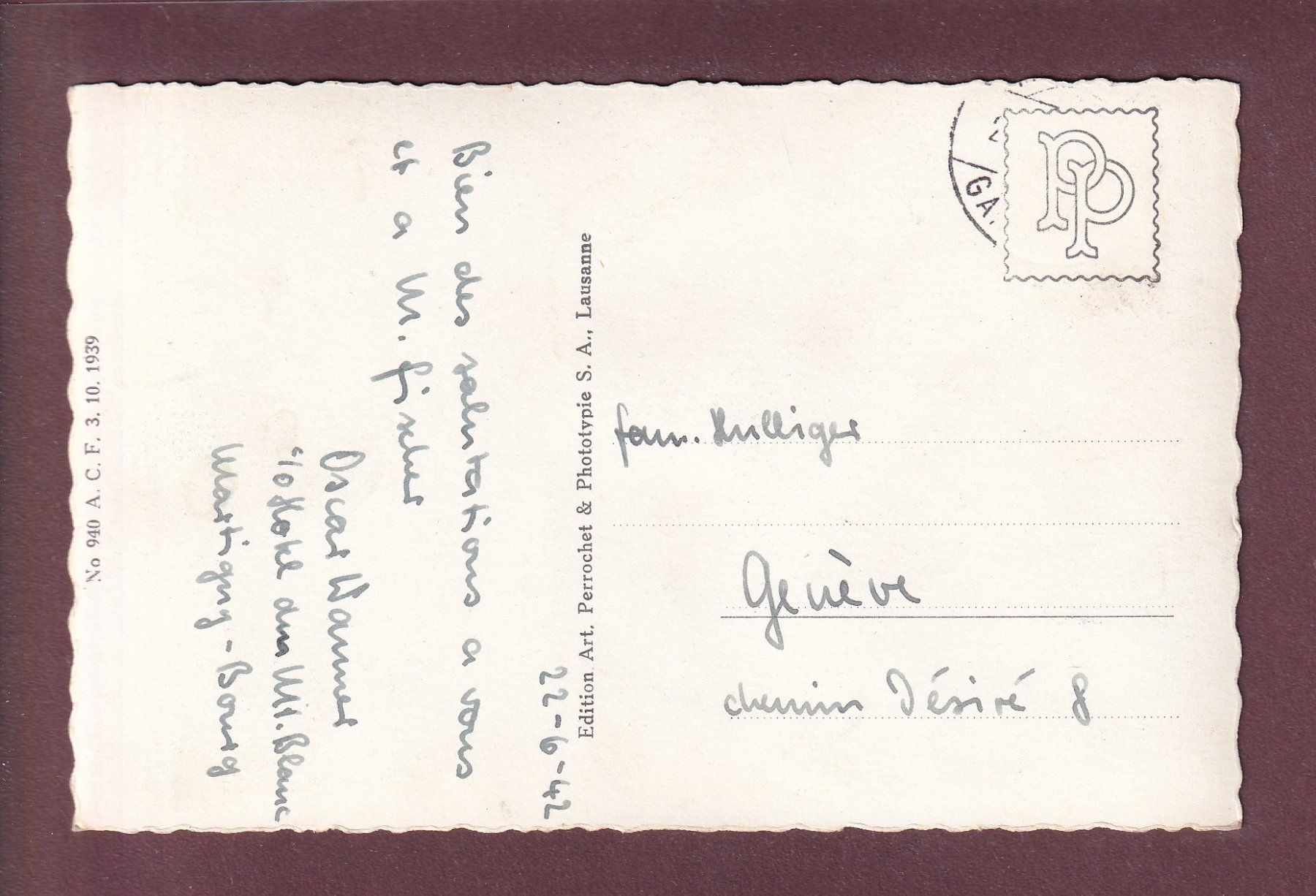 Ansichtskarten: MARTIGNY - Tour de la Bâtiaz - 1942 – Gebraucht aus Pully von nicecards 1