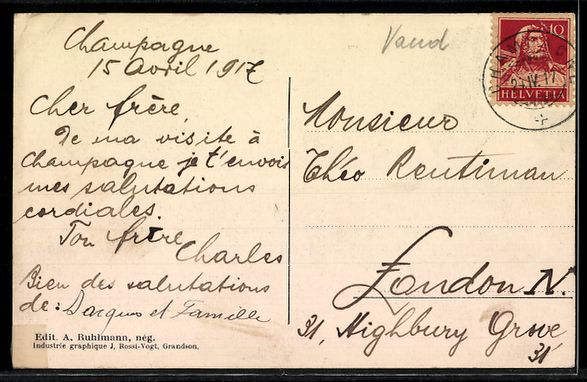 Cartoline postali: AK Champagne /Vaud, Le Collège – Usato da Berlin venduto da bartko-reher 1