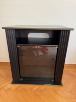Media cabinet black glass doors 87x43x96 cm used condition