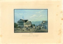 Goldau SZ - Hotel Cheval Blanc, Aquatinta v. Locher ZH