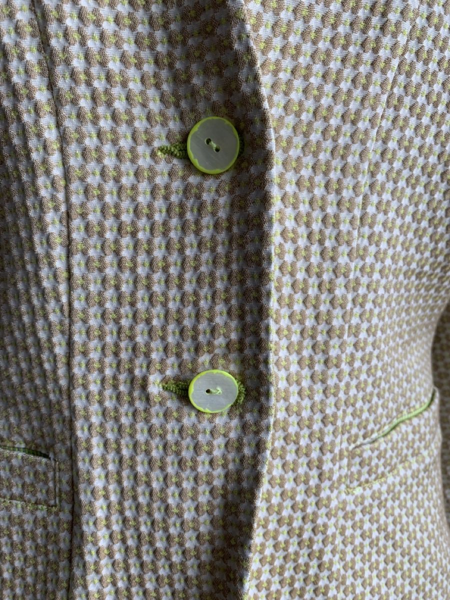 Eva & Claudi Giacche: EVA & CLAUDI: Gelb gemusterter Blazer, 38 – Nuovo (secondo la descrizione) da Luzern venduto da designluzern 1