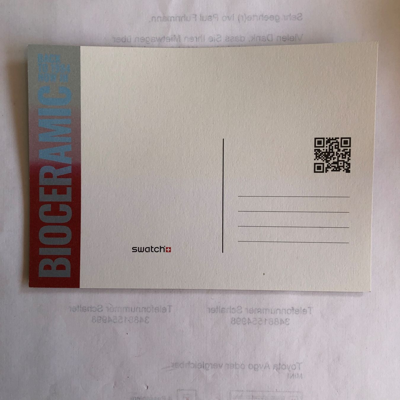 Cartoline postali: Swatch Werbe-Postkarte – Usato da Biel/Bienne venduto da winnertaco 2