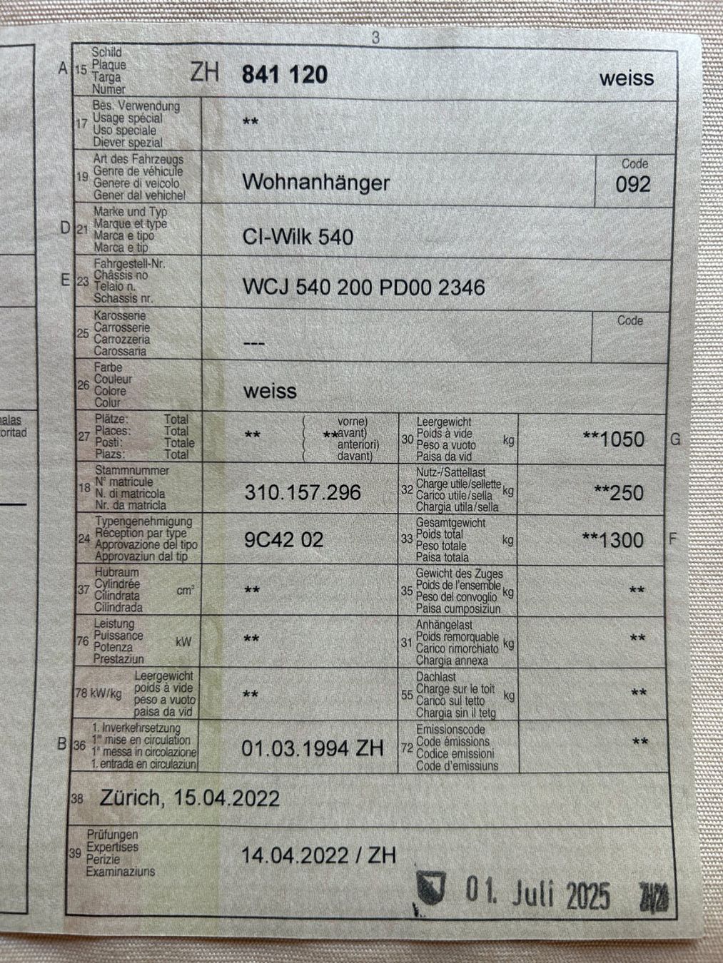 Wilk Camping Fahrzeuge: Wohnwagen CI-Wilk 540 de luxe – Gebraucht aus Rudolfingen von Flaschy 2