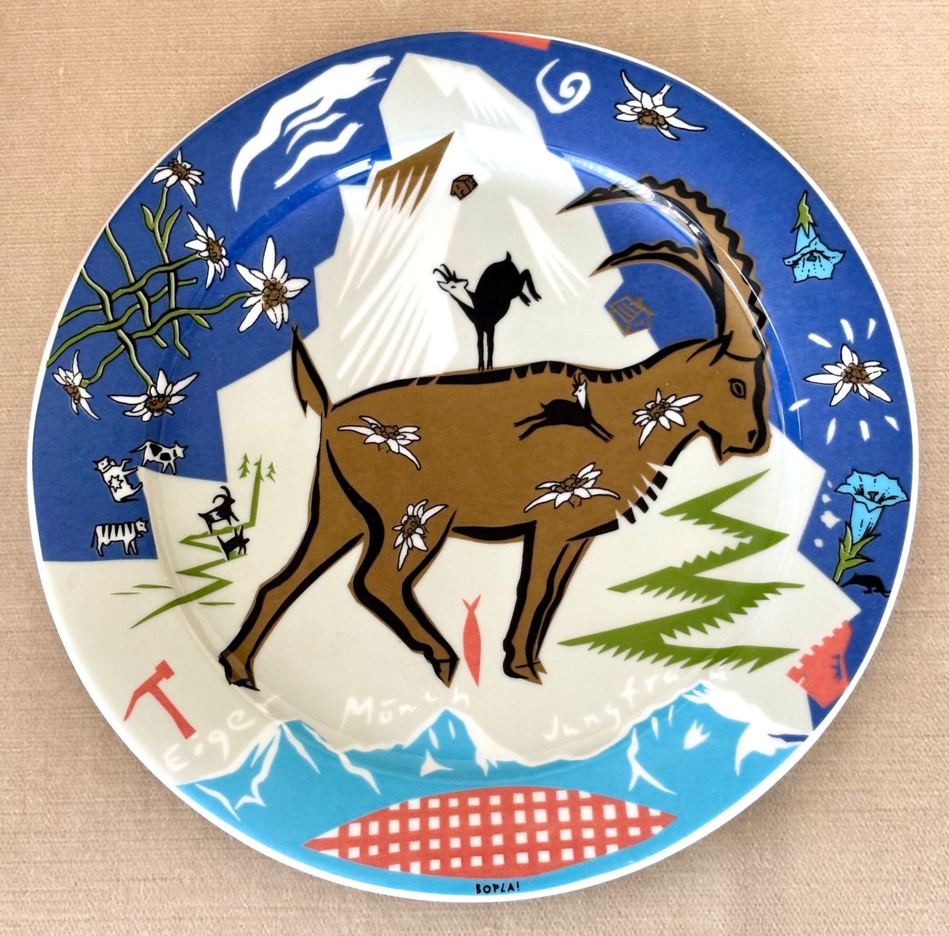 Bopla Piatti: Vintage 90er Teller Bopla! - Schweizer Alpen Steinbock – Usato da Oberrieden venduto da pet_n2c2