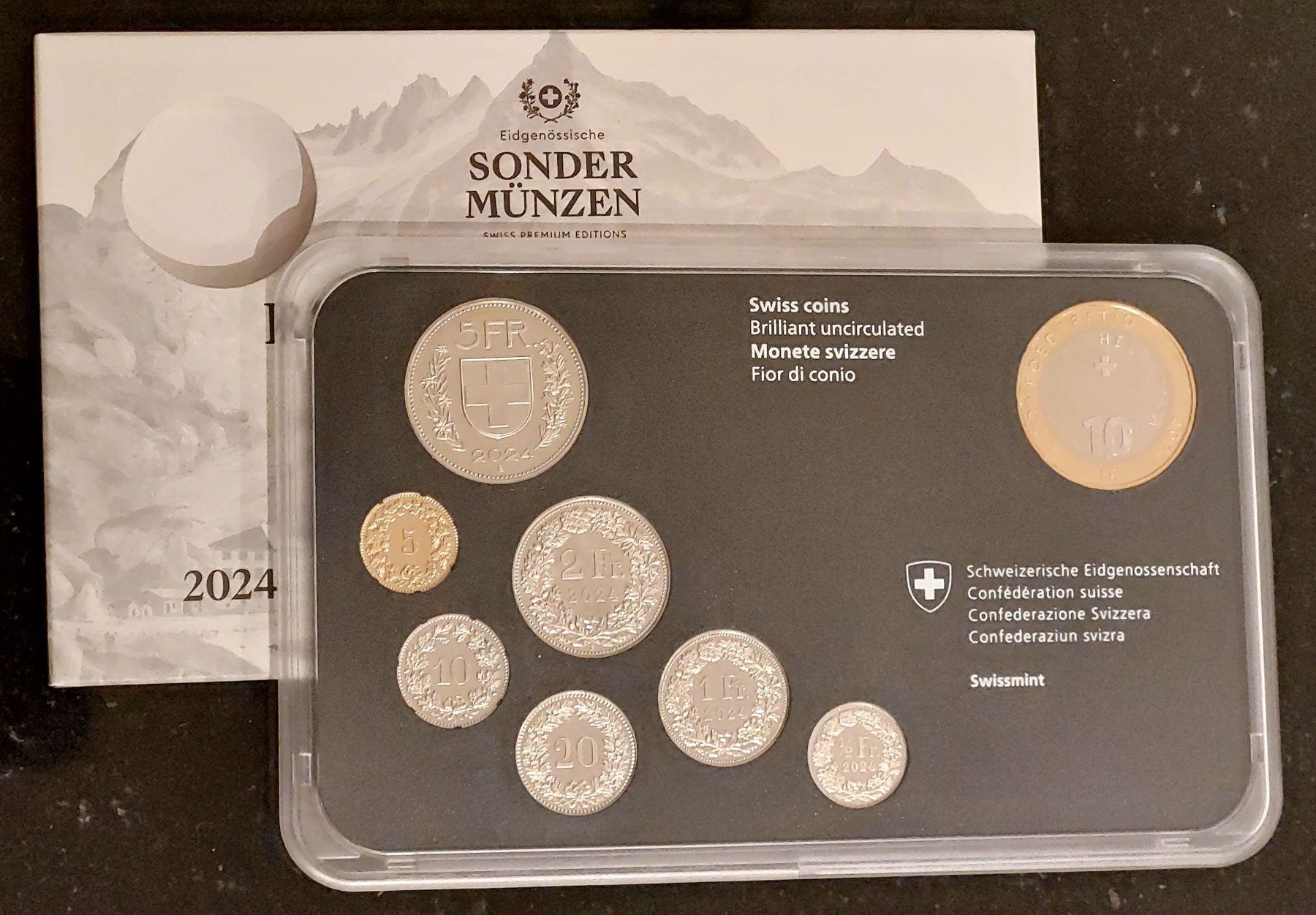 Tutti le monete: CH - Münzsatz 2024 stgl Rhonegletscher – Nuovo e nell'imballaggio originale da Arch venduto da moneyswiss