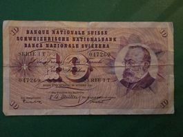Alte  Schweizer 10 Franken Noten 1955