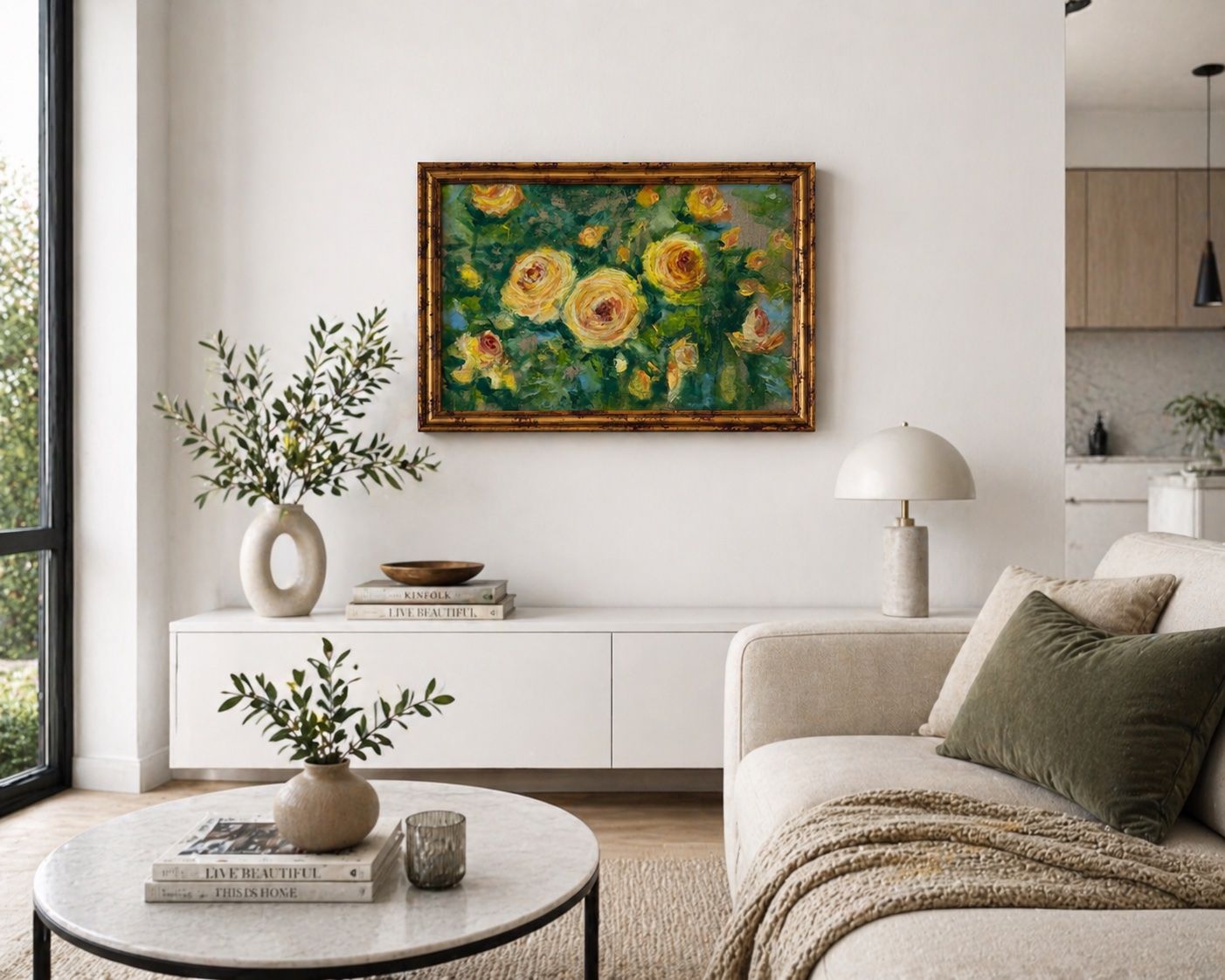Dipinti: Original Acryl Gemälde Rosen - mit Rahmen , sofort bereit – Nuovo e nell'imballaggio originale da Schöftland venduto da M.B.Dudart 1