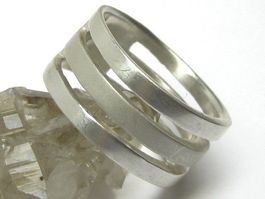 breiter Ring 3 reihig Silber 925 + PPG Gr. 57