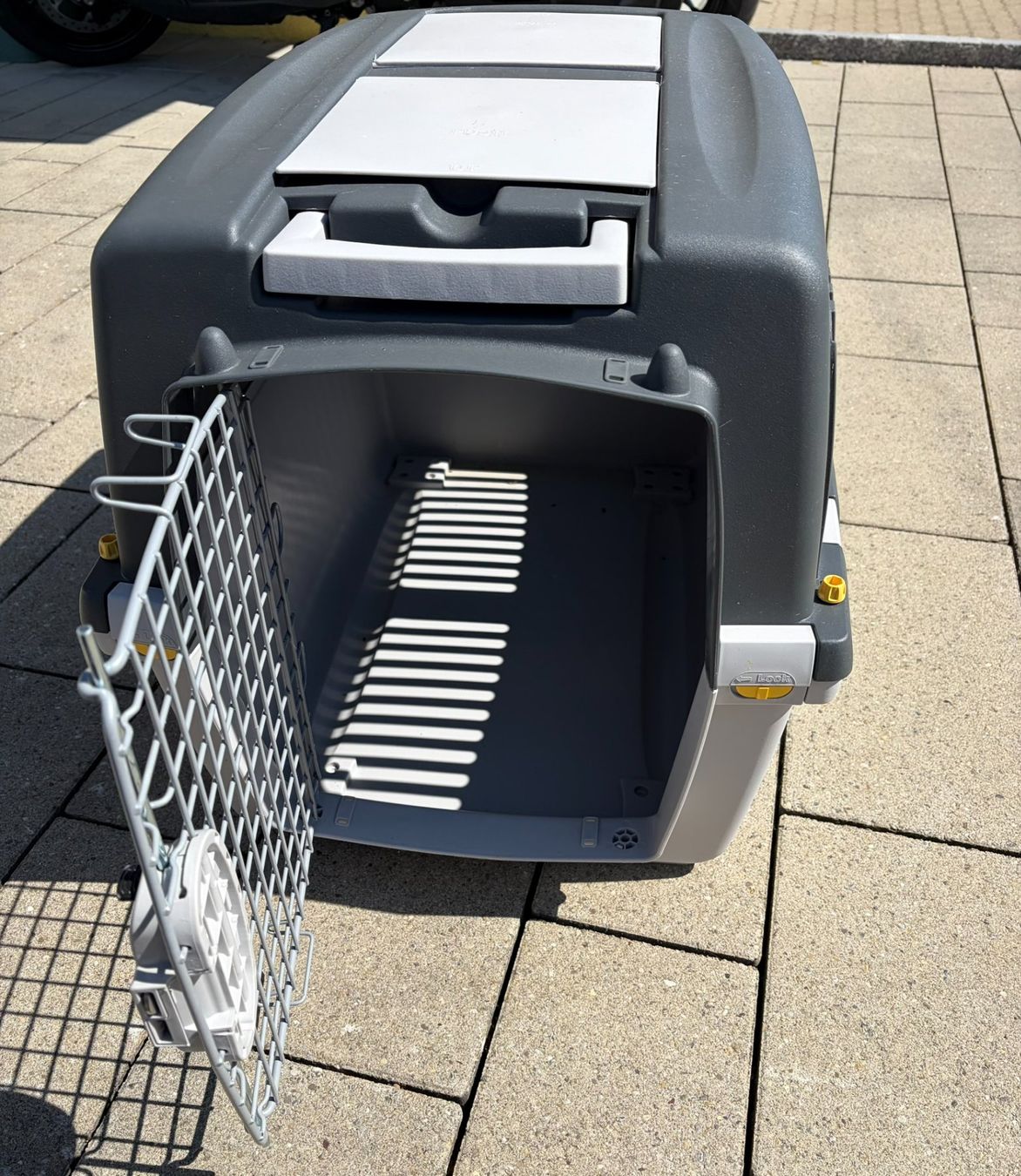 Gabbie, trasporto & Sicurezza: Grosse, graue Tier Transportbox für Hunde oder Katzen – Nuovo (secondo la descrizione) da Neunkirch venduto da goggo535 3