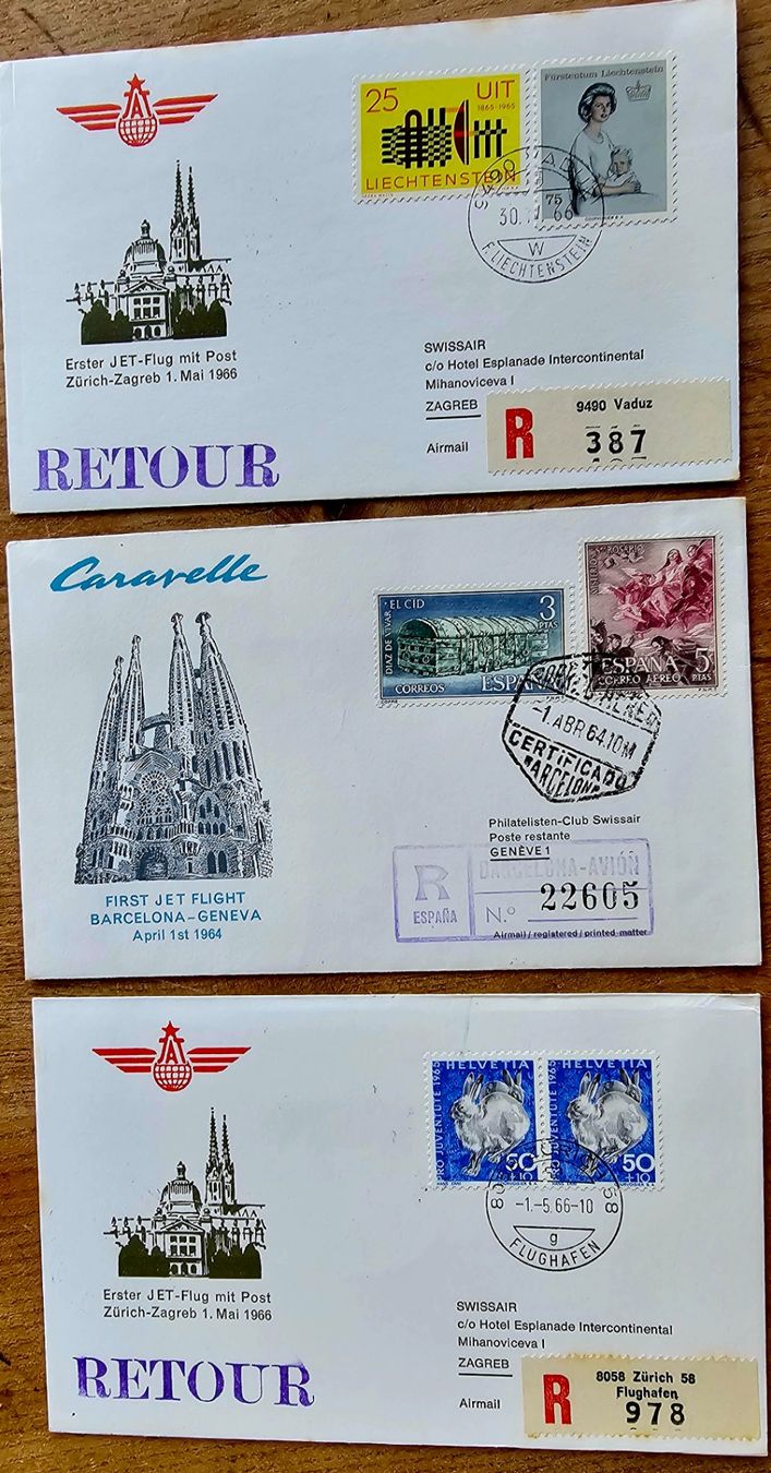 Tous les timbres: 3 verschiedene  Erstflug Briefe – D'occasion à Les Valettes par Nuba1