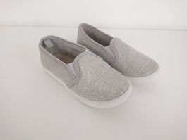 Mädchen Schuhe Halbschuhe Gr. 25 Grau glitzernd