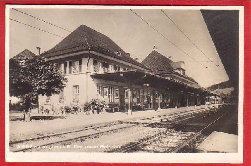 Ansichtskarten: LANGNAU IM EMMENTAL NEUER BAHNHOF – Gebraucht aus Grüningen von Kartenlaube