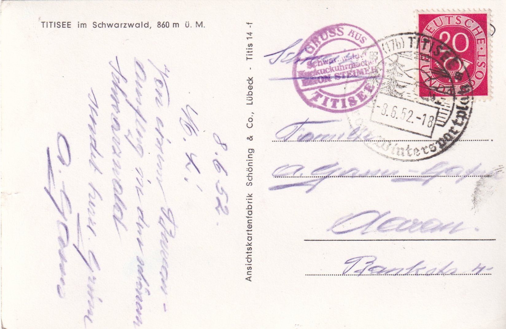 Cartoline postali: Titisee im Schwarzwald /mp – Usato da Hombrechtikon venduto da Rudolf07 1