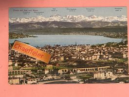 1927 Zürich mit See und Alpen