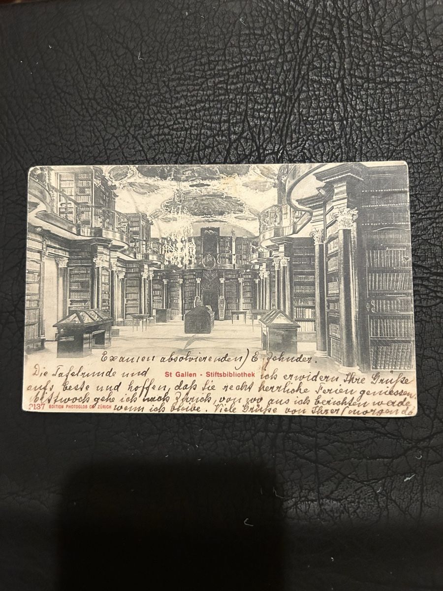 Cartoline postali: St. Gallen Stiftsbibliothek 1905 – Usato da Breganzona venduto da Milesbo
