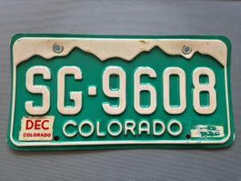 Kontrollschild Colorado USA SG-9608 gebrauchter Zustand