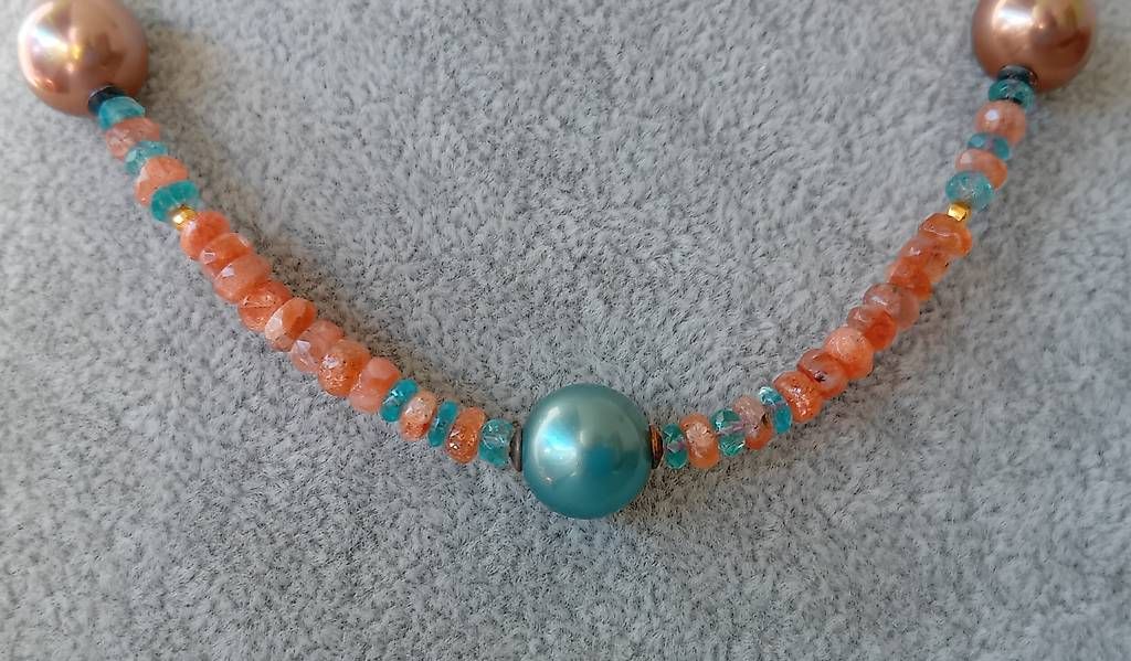 Catenine: Collier mit Perlen, Apatit und Feueropal – Usato da Stans venduto da wer_fd5f 2
