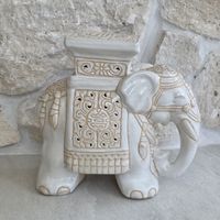 Keramik Elefant Beistelltisch weiss