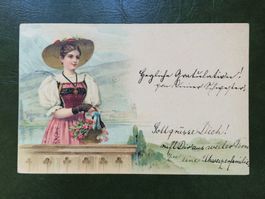 1898 Litho AK schweizer Trachten Heimat Volksleben Mode