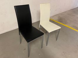 Set Esszimmerstühle, Kunstleder, Schwarz & Weiss