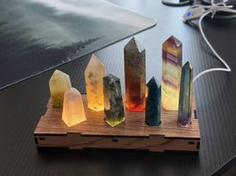 Handgemachte Kristall-Lampe mit USB - Edelsteinen Mineralien