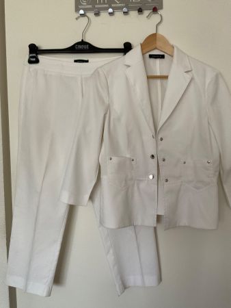 FACILE BW Elasthan Hosenanzug Gr 36 weiss Blazer + Hose