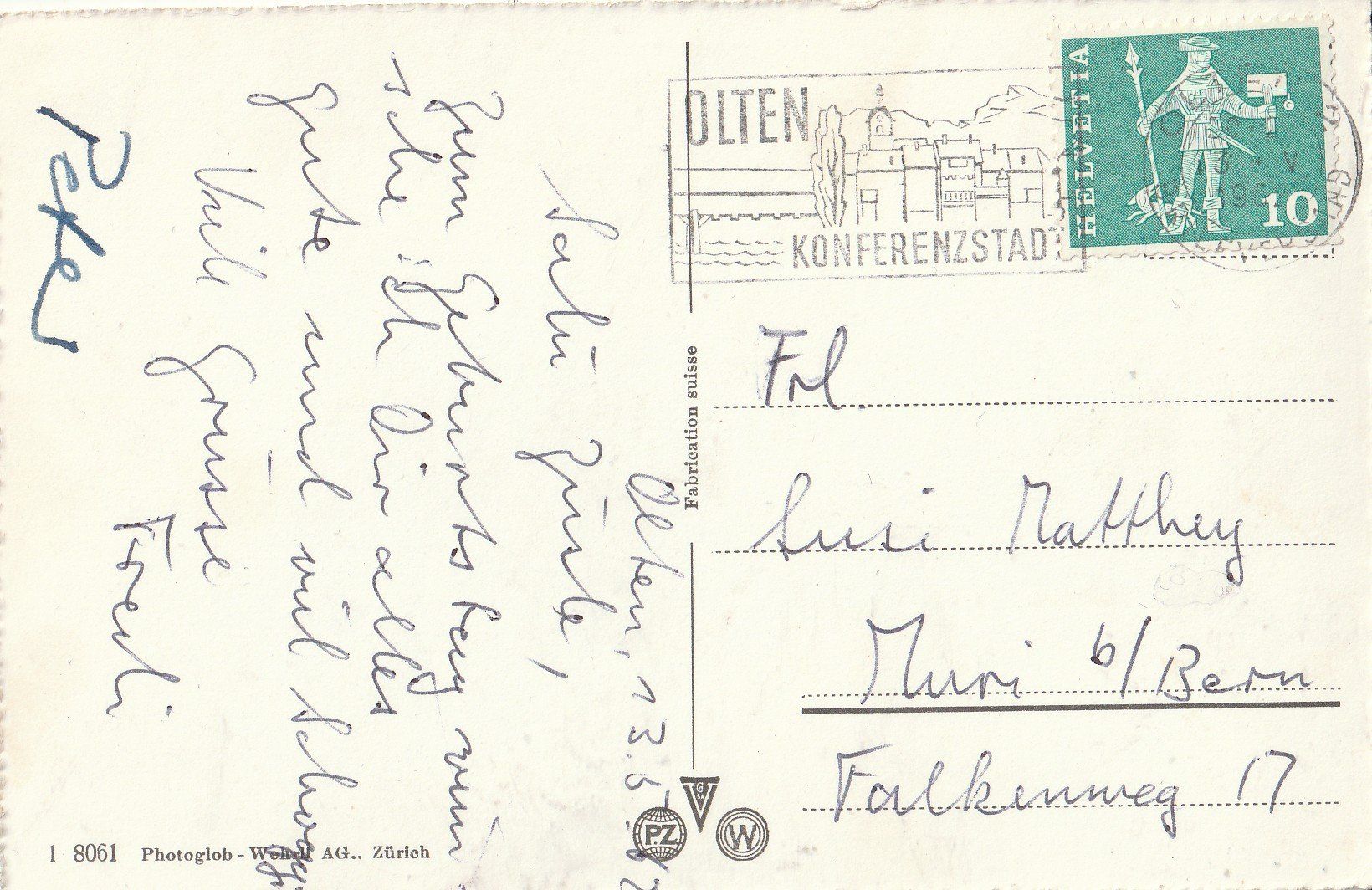Cartoline postali: Olten – Usato da Lumbrein venduto da made02 1