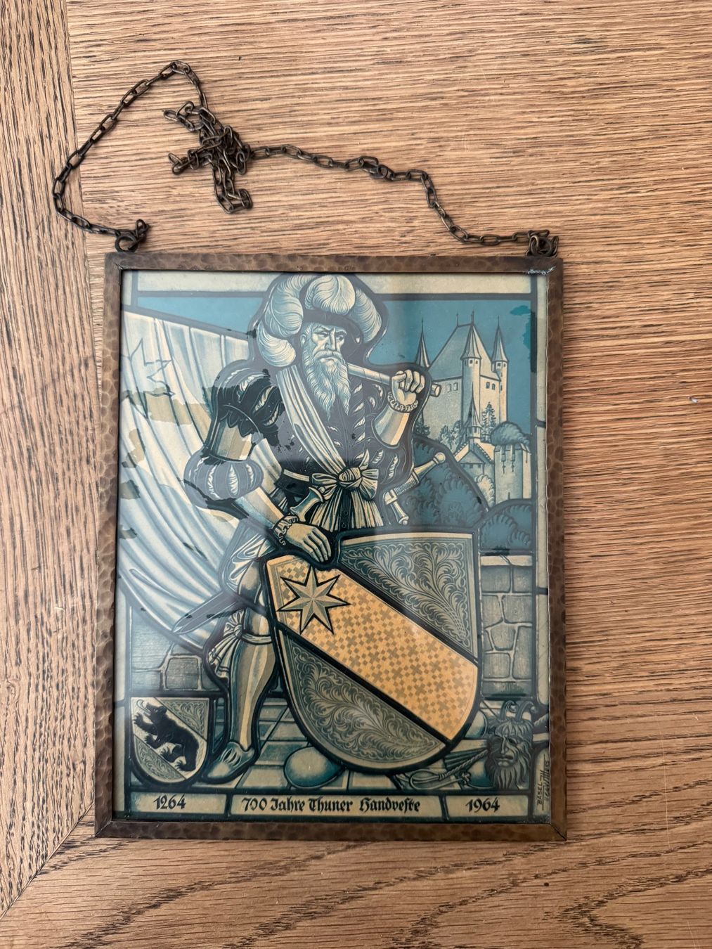 Tutte le decorazioni: Antikes Glasbild Wappen Thun – Usato da Hünibach venduto da s.leptir 1