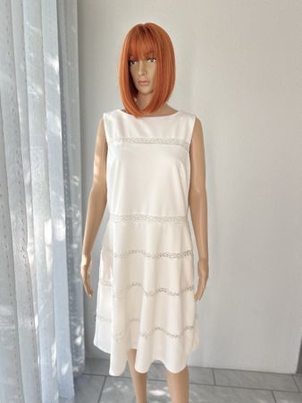 Lauren Ralph Lauren Dress Size 14 Lace Trim White Sleeveless