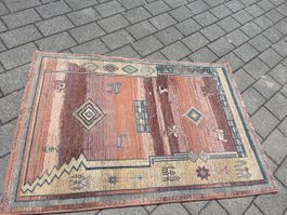 Vintage Orient-Teppich Läufer 120x175cm in warmen Farben