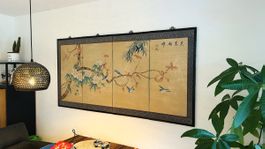 Asiatisches Wandbild vier Teile Holzrahmen gerahmt gebraucht