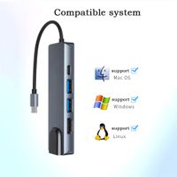 NEU High Speed Hub  5 Ports 2x USB 3.0, USB C, HDMI, LAN