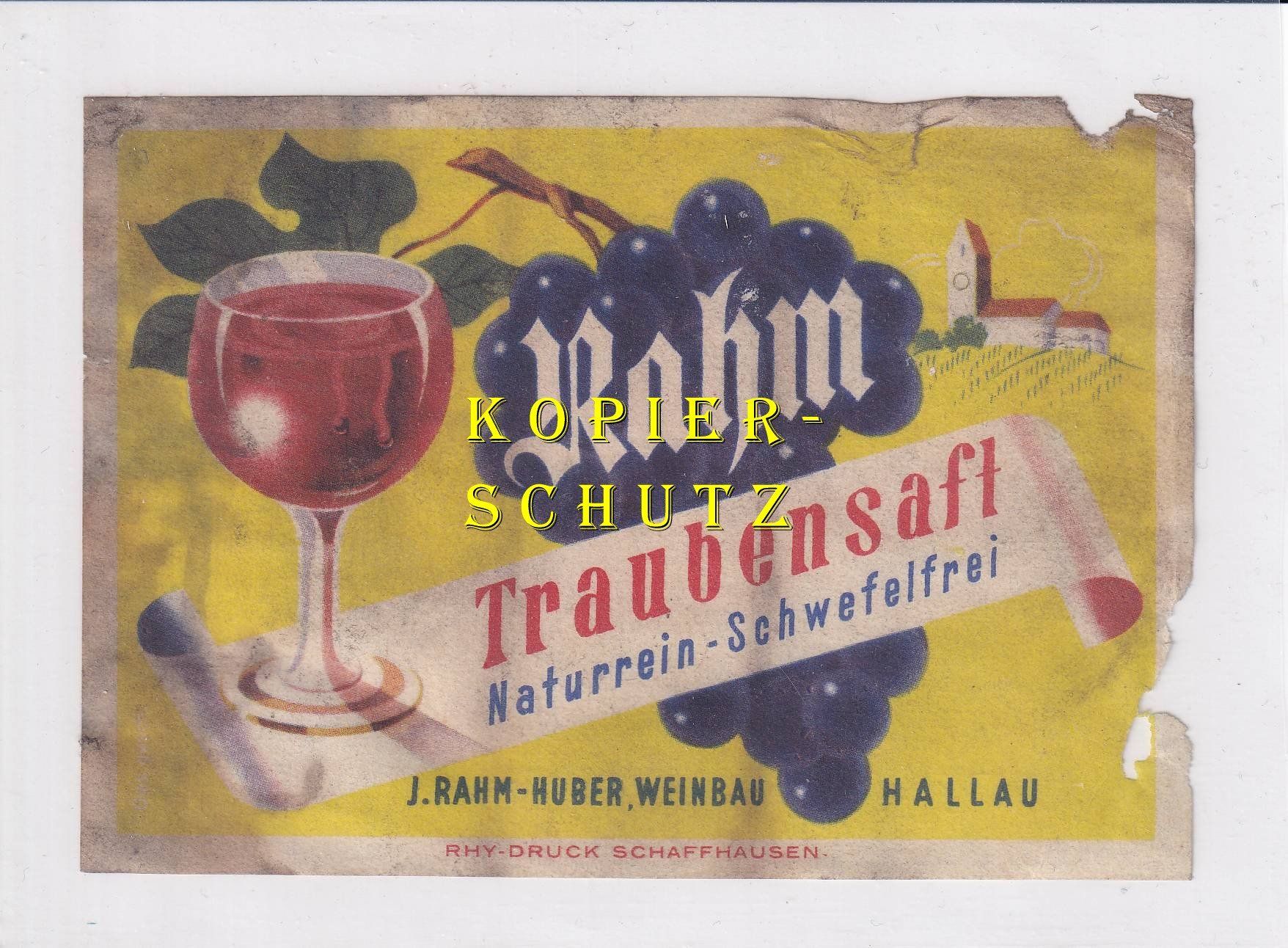 Papiere: Etikette - Rahm Traubensaft /bd – Gebraucht aus Hombrechtikon von Rudolf07