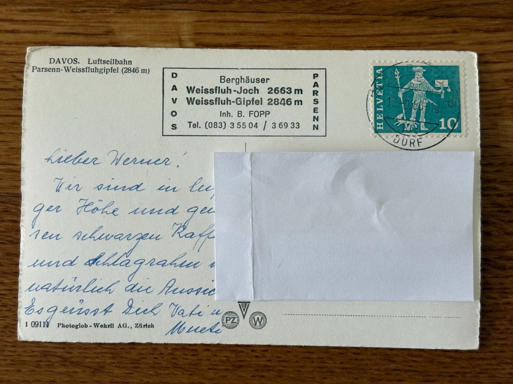 Cartoline postali: Davos Luftseilbahn Postkarte – Usato da Mönchaltorf venduto da Tschibi 1