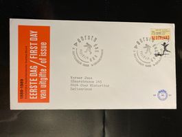 Niederlande 1989 illustrierter FDC 100 J. Fussballbund