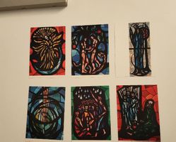 6er Set Briefkarten, Glasfenster Design, Willy Kaufmann 1960
