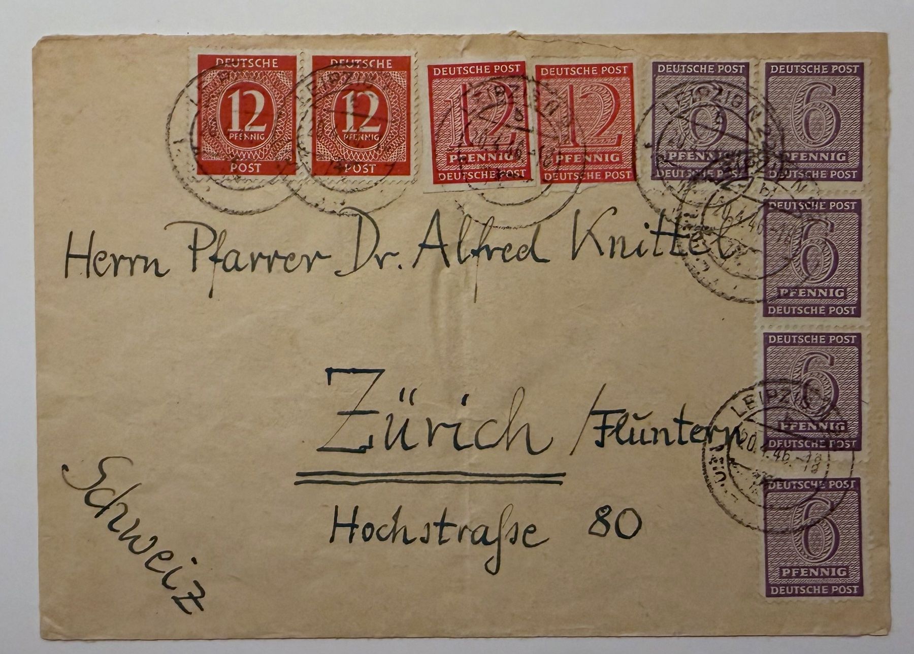 Tutti i francobolli: Deutsche Post 1946, Brief nach Zürich – Usato da Oberuzwil venduto da Deafgrischa