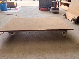 Plateau roulant bois 100x60 cm, 4 roulettes