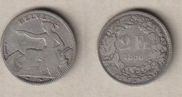 2 Franken 1850, sitzende Helvetia