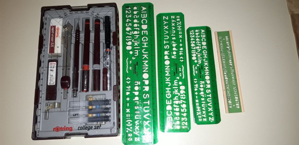 Rotring College Set - Zeichnen Tusche Set Schablonen Lineal (Gebraucht ...